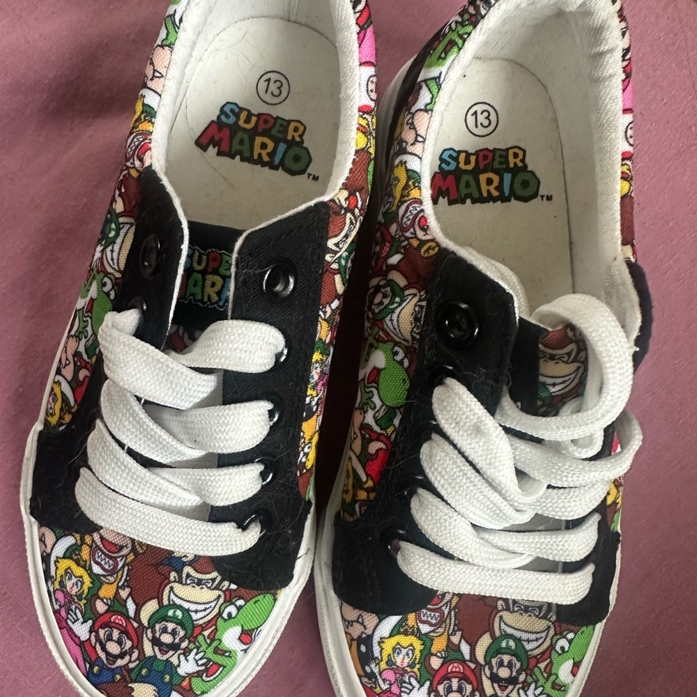 Nintendo Super Mario Kids Sneakers - Black, White, and Multicolor